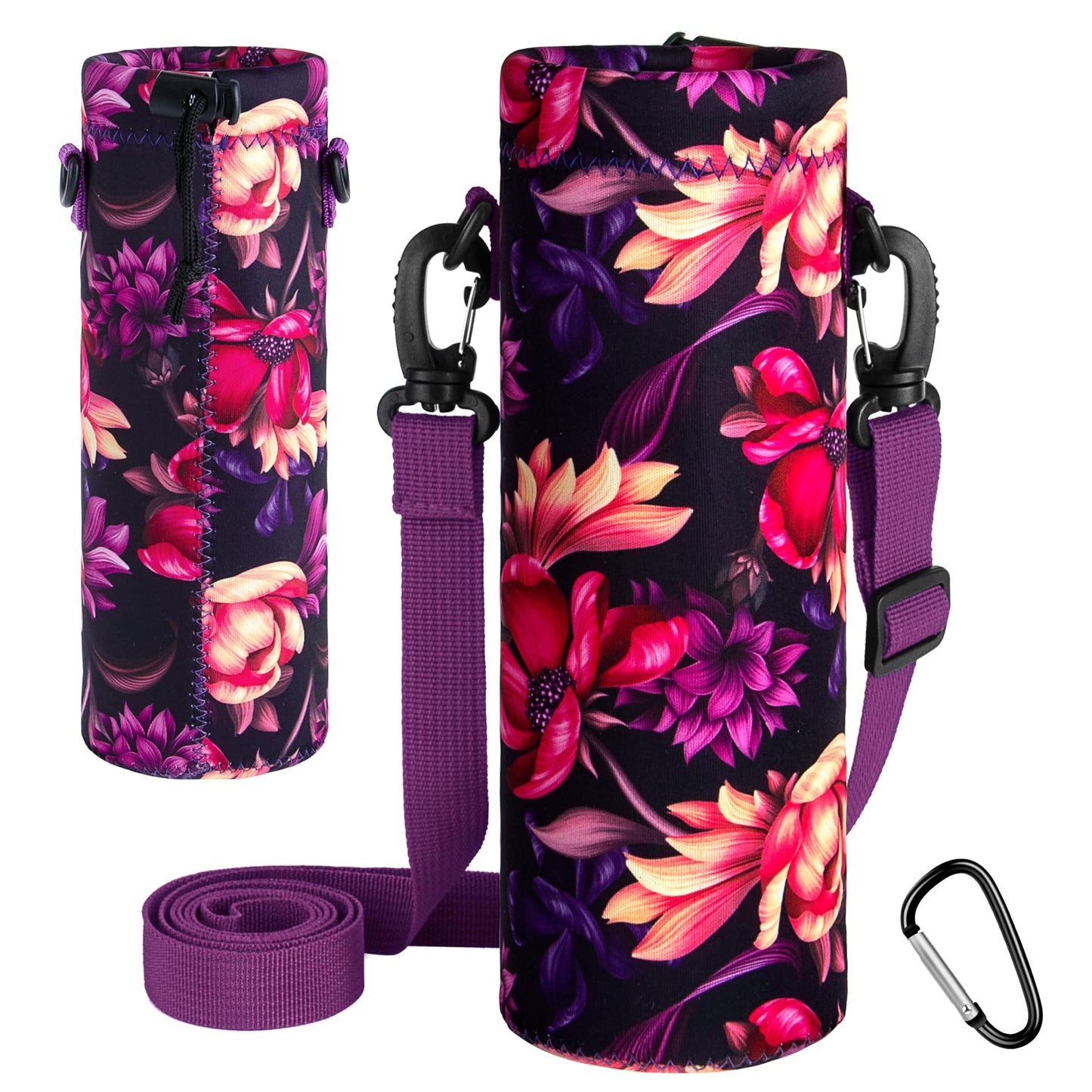 Aatacas Water Bottle Carrier, Printed Neoprene Water Bottle Holder Bag Cover 1000ML, Adjustable Shoulder Strap, Great for Stainless Steel and Plastic Bottles, Sport and Energy Drinks