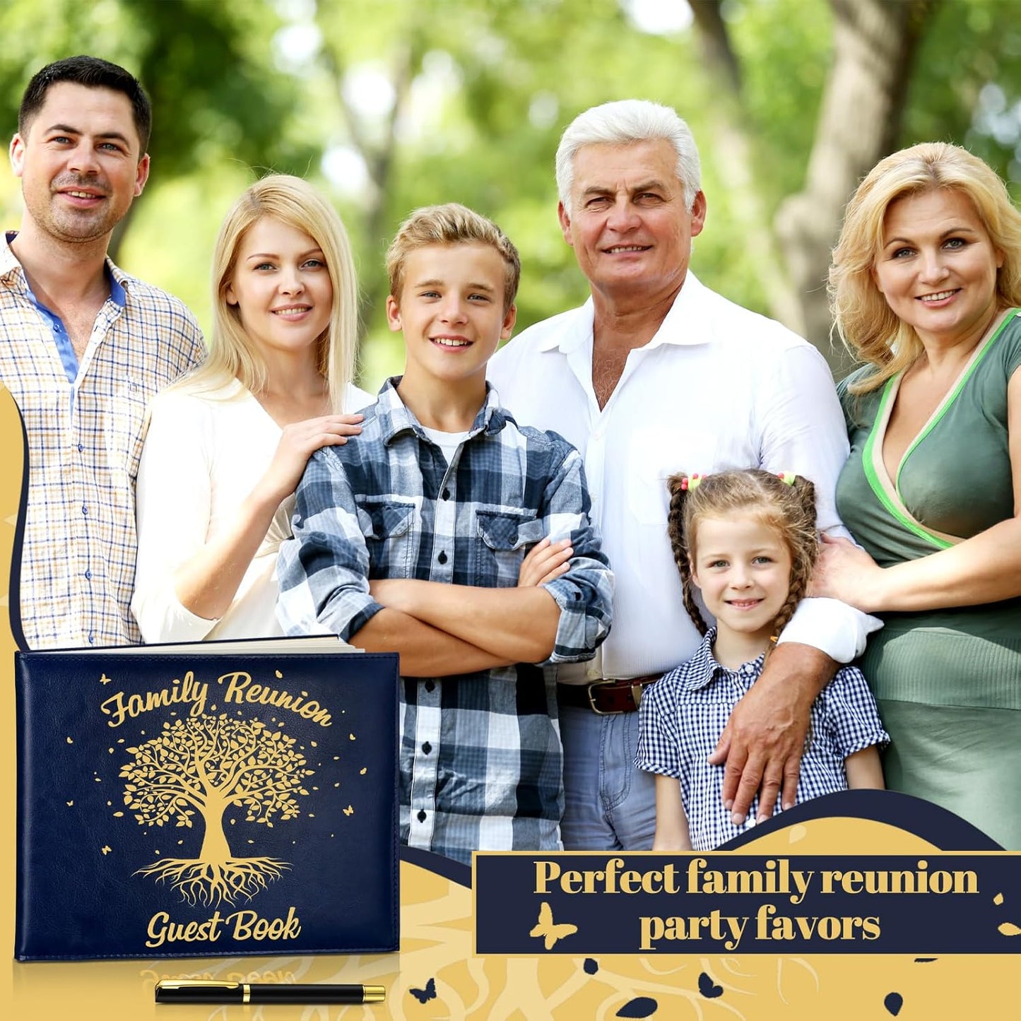 Patelai Family Reunion Party Favors Decorations Family Reunion Guest Book Sign in Good Tree Guest Book Gathering Decorations with Pen, 112 Pages(Trendy)