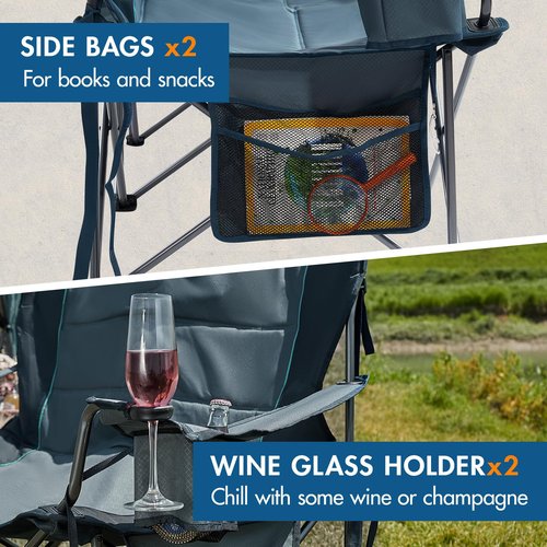 TIMBER RIDGE Oversized Double Camping Chairs Camping Couch, 2 Person Camping Loveseat Double Folding Camp Chair with Wine Glass Holder, Portable Chair for Outdoor, Lawn Chairs, Indoor, Supports 600LBS