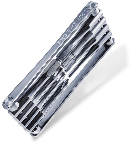 PRO BIKE TOOL Bicycle Multitool - Reliable, Compact and Lightweight Repair Kit for Road and Mountain Bikes - Strong Full Stainless Steel, No Rust, Long Leverage multi-functional Tools, Includes Bag