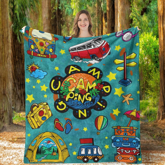 Firiseroh Camping Throw Blanket Camping Lovers Gift Ideas Camping Blanket for Camping Lover Camping Blanket for Bed Couch Camping Outdoors Travel 40"x50"