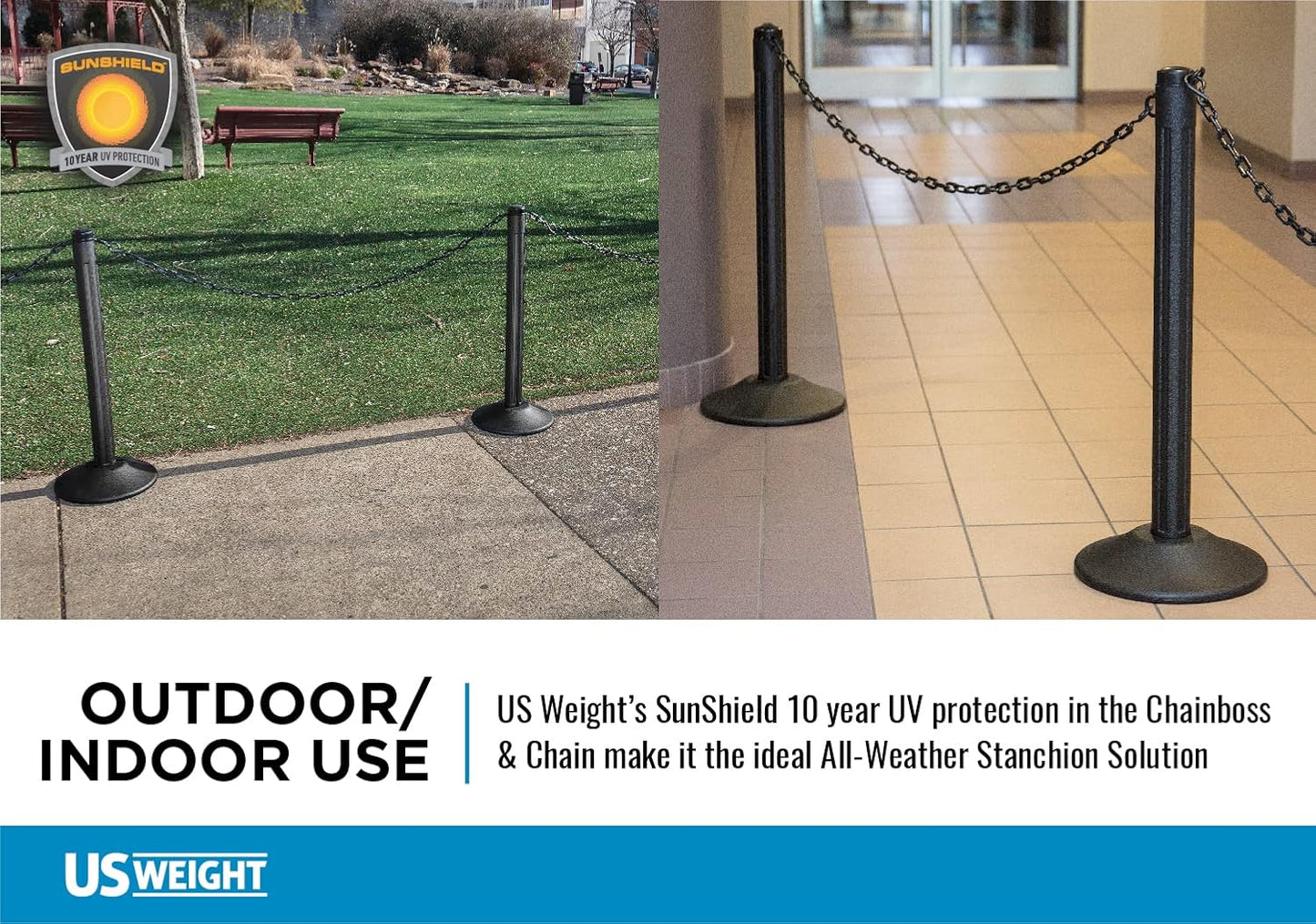 Weight ChainBoss Black Stanchion with Fillable Base - No Chain Needed