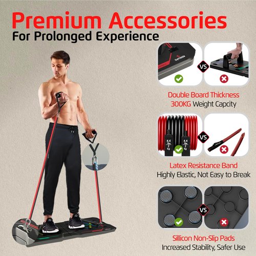 GYMODA Portable Home Gym & Workout Equipment|Foldable Push Up Board for Men, Women & Teenagers|Sturdy Strength Training Equipment|Resistance bands for working out|Exercise & Pilates, Calisthenics