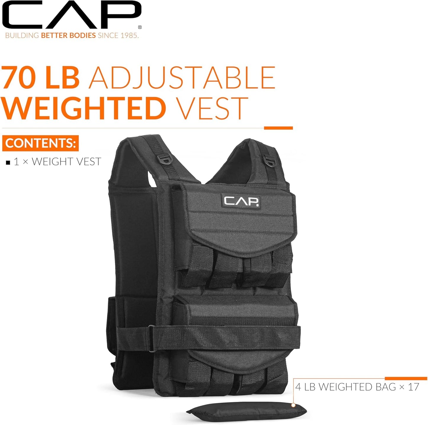 Adjustable Weighted Vest by CAP Barbell | Custom Fit for Enhanced Workouts