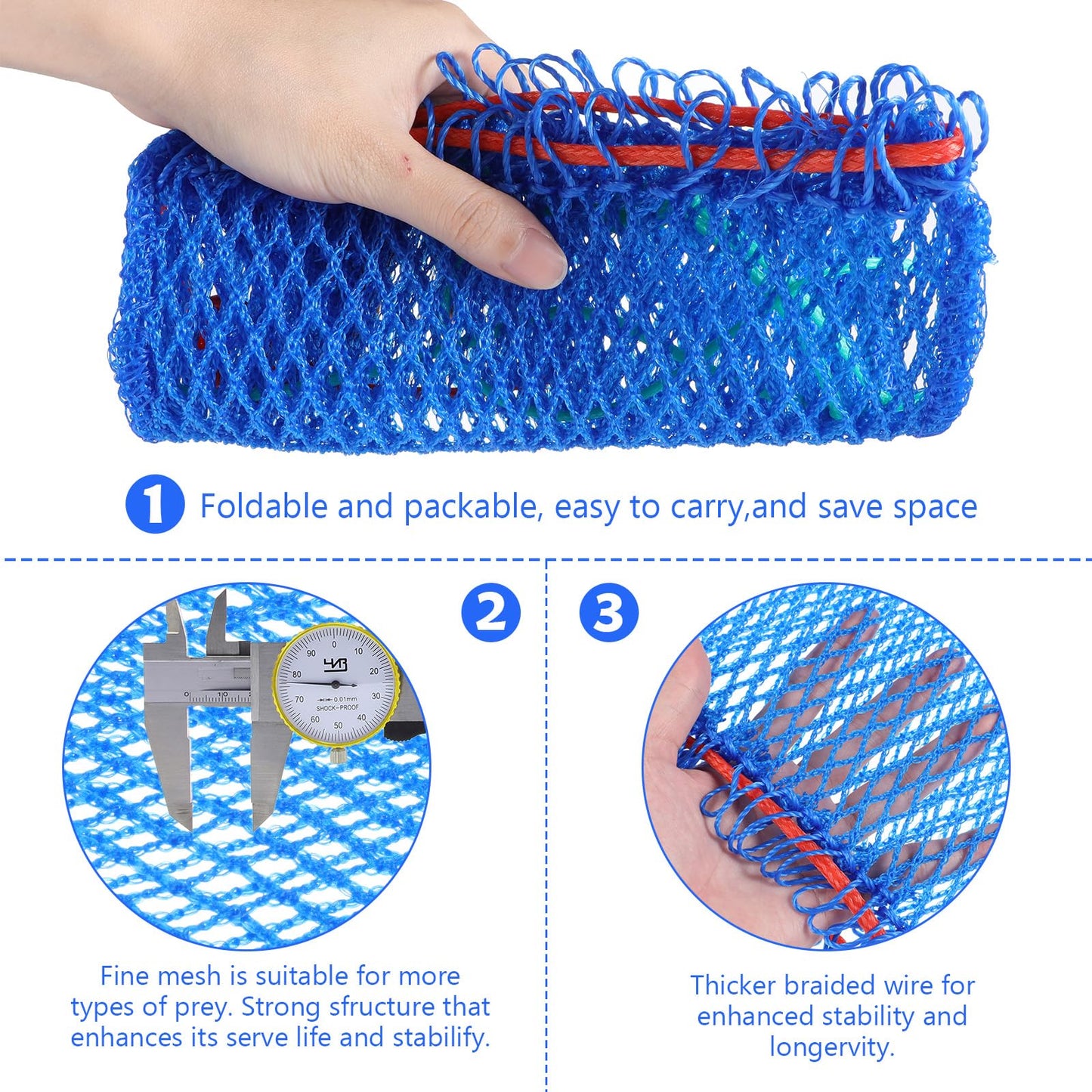 3 Pieces Crab Trap Bait Bags Outdoor Sports Style with 3 Pieces Rubber Locker for Fishing Crab Traps Catch