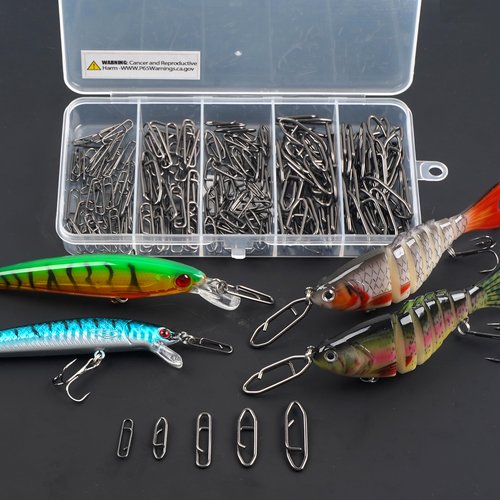 OROOTL Fishing Snaps Clips Kit, 165pcs Power Fishing Clips High Strength Fishing Snaps Fishing Power Speed Clips for Fishing Lure Quick Change Freshwater Saltwater Fishing Connector Tackle