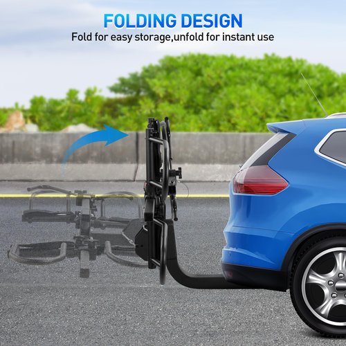 Rengue Hitch Bike Rack, Anti Wobble Smart Tilting Folding Bike Rack Hitch, 2-Bike 160 lbs Capacity, Ideal for Standard, Fat Tire and Electric Bike, 2-Inch Receiver
