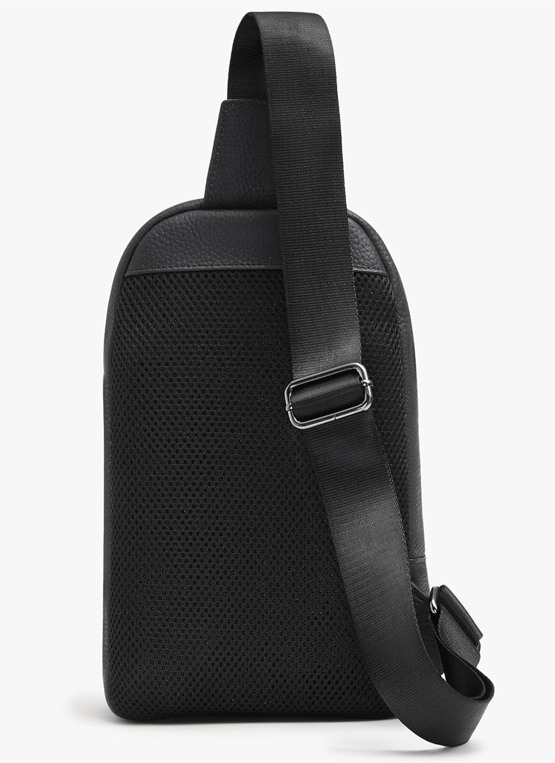 Chrysansmile Sling Bag for Men Genuine Leather Cross Body Bag Mens Crossbody Shoulder Backpack Black Fanny Packs for Travel