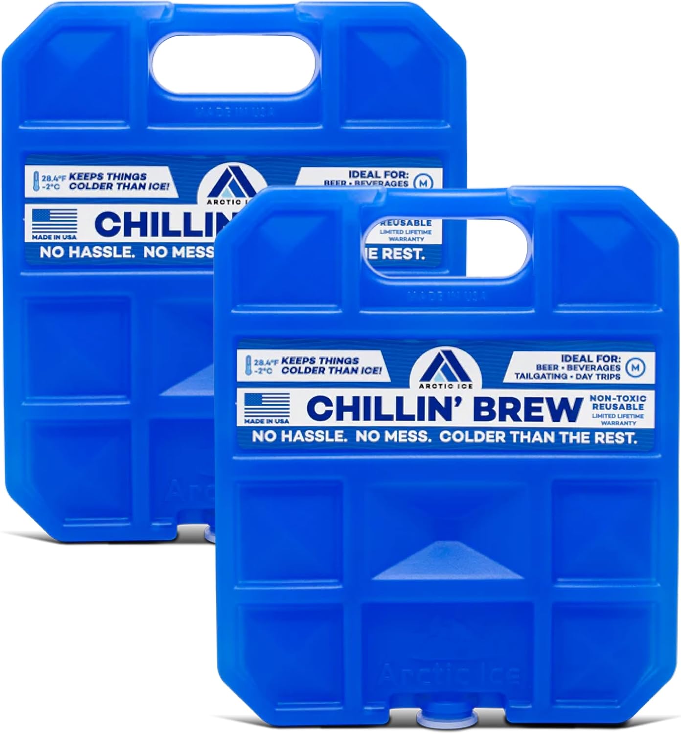 Arctic Ice Chillin' Brew Series Long Lasting Reusable Ice Pack - Freezes at 28° Fahrenheit - Designed to Keep Beverages Colder Than Ice