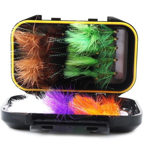 Wooly Bugger Streamer Flies Assortment Kit with Fly Box for Trout Bass Panfish Salmon Steelhead (30Pcs Fishing Flies)