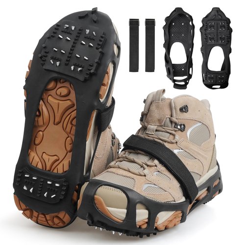 Snow Walk Traction Cleats Crampons for Winter - Non-Slip Overshoe Grippers Anti Slip Footwear for Ice Hiking, Fishing