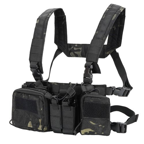 SIVIGEAR Adjustable Tactical Chest Rig with Detachable GP Pouch, 9mm/5.56 Mag Pouch, H-Harness - Durable, Comfortable