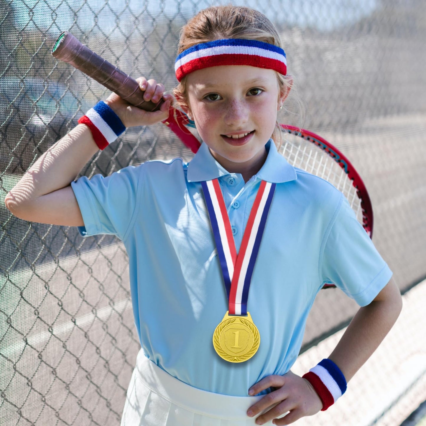 3 Pieces Medals for Awards, 2.56 Inch Gold Metal Medals Olympic Decorations Winner Medal with Ribbon Necklace for Sports Day Prizes, Gymnastics Competitions, Party Gifts, Kids Adults