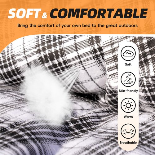 MEREZA Flannel Sleeping Bag for Adults XL, Large Wide Sleeping Bags for Camping Mens Warm Cotton Sleeping Bag 4 Season Warm & Cool Weather with Compression Sack (Black)