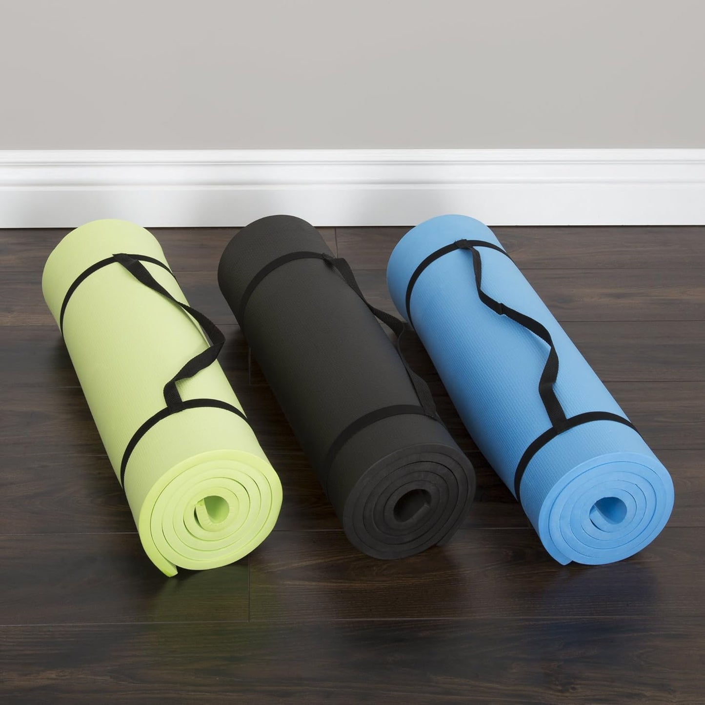 Yoga Mat - Double Sided 1/4-Inch Workout Mat - 71x24-Inch Exercise Pad for Home Gym Fitness or Pilates with Carrying Strap by Wakeman