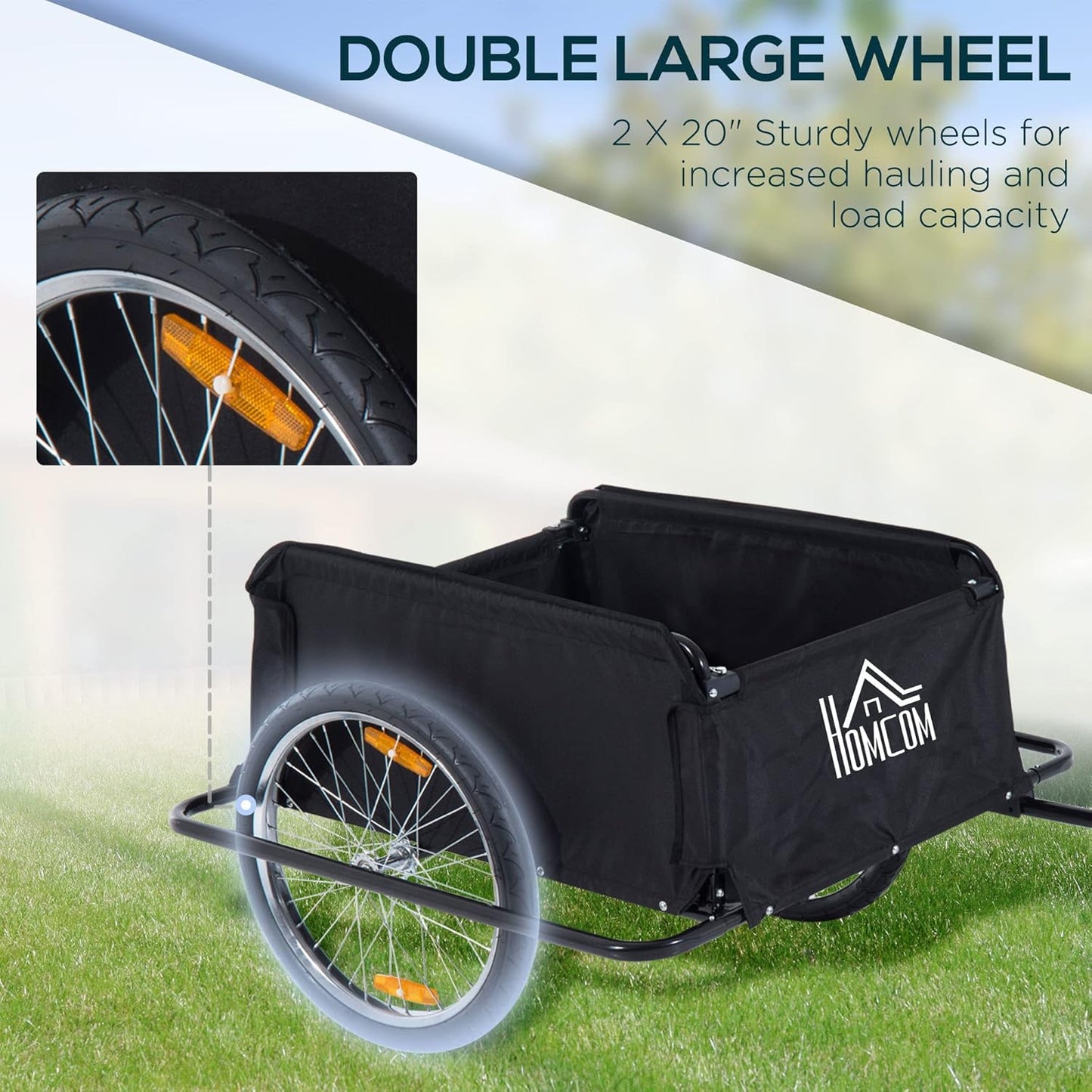 Aosom Bicycle Cargo Trailer, Two-Wheel Bike Luggage Wagon Trailer with Removable Cover