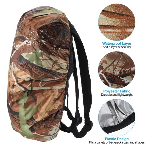 PATIKIL 30-40L Waterproof Rucksack Cover, 2 Pack Non-Slip Backpack Rain Cover for Travel, Hiking, Camping, Climbing, M, Leaf Camo