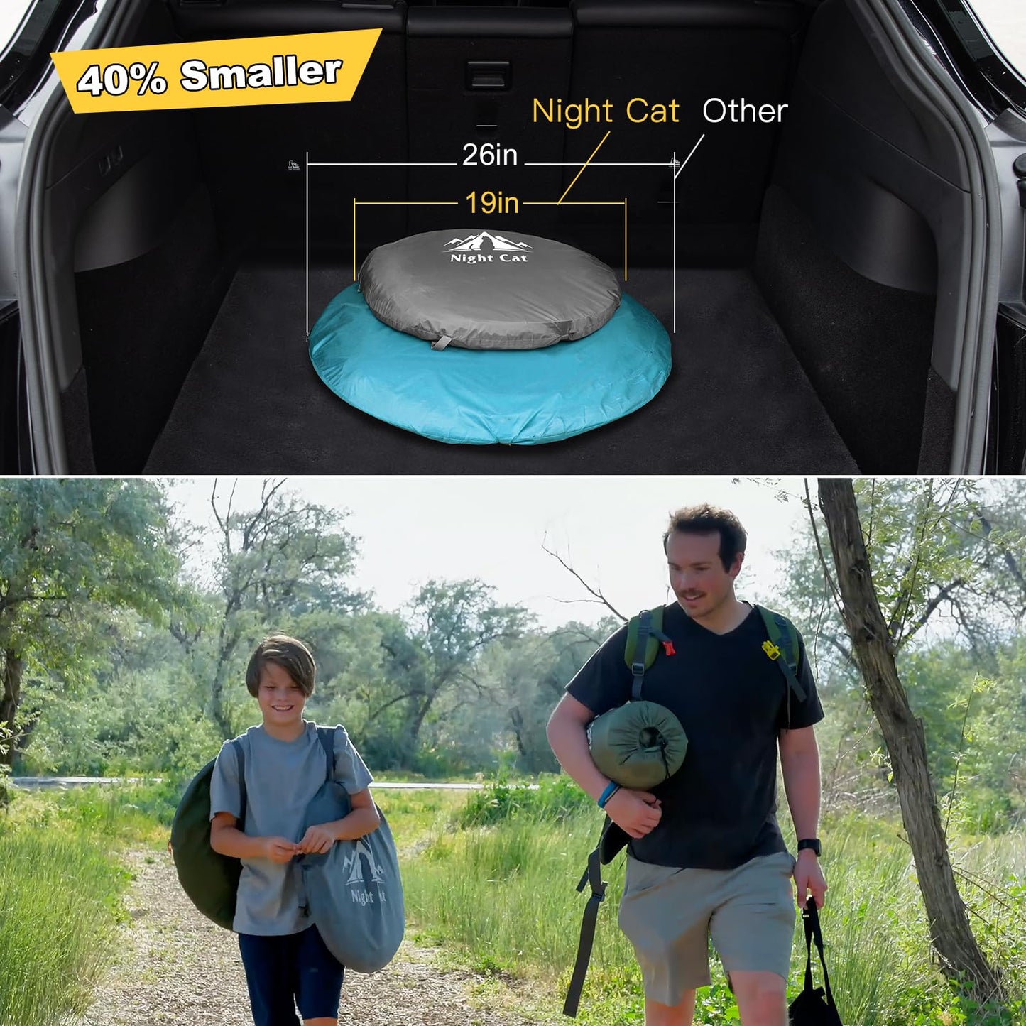 Night Cat Pop-up Mosquito Tent: 1 Person Camping Tent with Bug Screen Net Adults Fits with Camping Cot (Excluded)