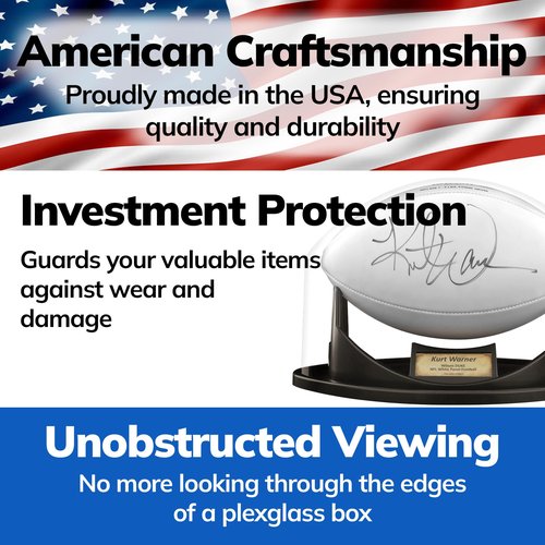 Balldome Football Display Case, Clear Holder and Stand for Autographed Footballs, UV Protection for Signed Collectibles or Trophys