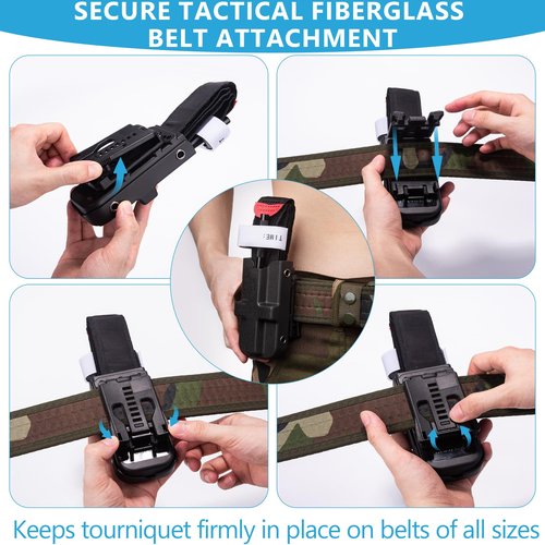 Tourniquet Holder by Tilcare - Tourniquets Medical Case with Tactical Belt Clip Attachment and 3 Adjustable Screws for 1.5" to 2.25" Duty Belts, First Aid C-A-T® Tourniquet Kit