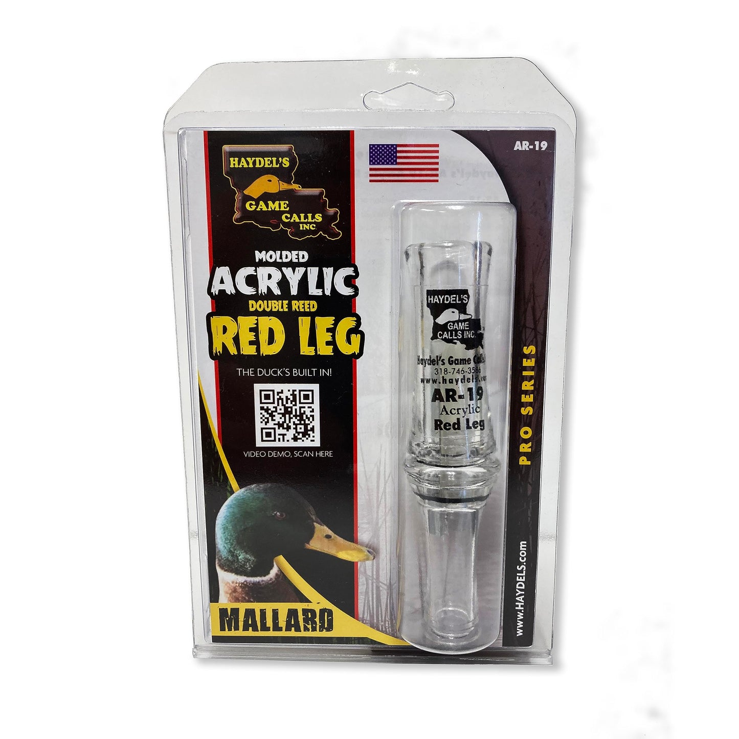 Haydel's Game Calls Inc. AR-19 Acrylic Redleg Double Reed Mallard Duck Call