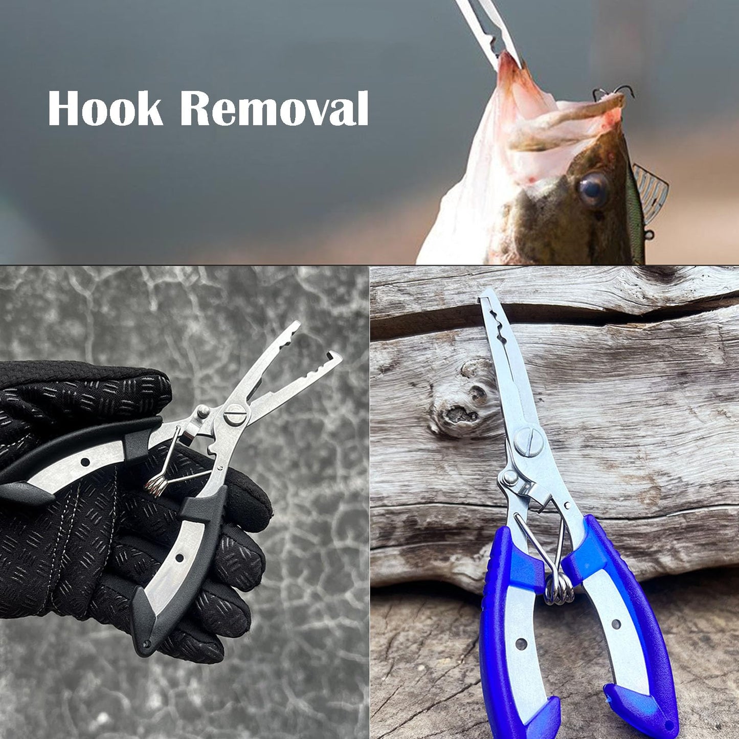 Fishing Pliers Long Nose Hook Remover 2 Multi-function Scissors Braid Cutters Lightweight Stainless Steel Fishing Tools Split Ring Opener Fish Gripper Gear Accessories