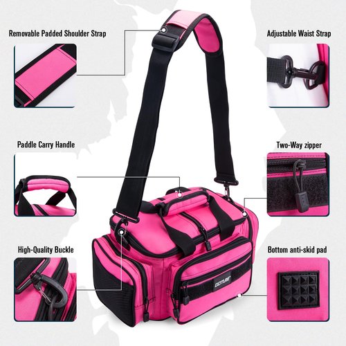 Goture Fishing Tackle Bag, Soft Side 600D Water-Resistant Cross Body Sling Fishing Bag, Small Saltwater Gear Storage Tactical Bags Store Up to 3 3600 Tackle Boxes(Not Included),14.96"x9.06"x7.48"