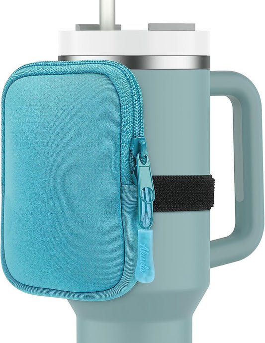 ORIHILL Akisola Water Bottle Pouch For Stanley Quencher Adventure 40oz & Stanley IceFlow 20oz 30oz, Gym Accessories For Women, Running Water Bottle Handheld Caddy Compatible With Tumbler (Seafoam)