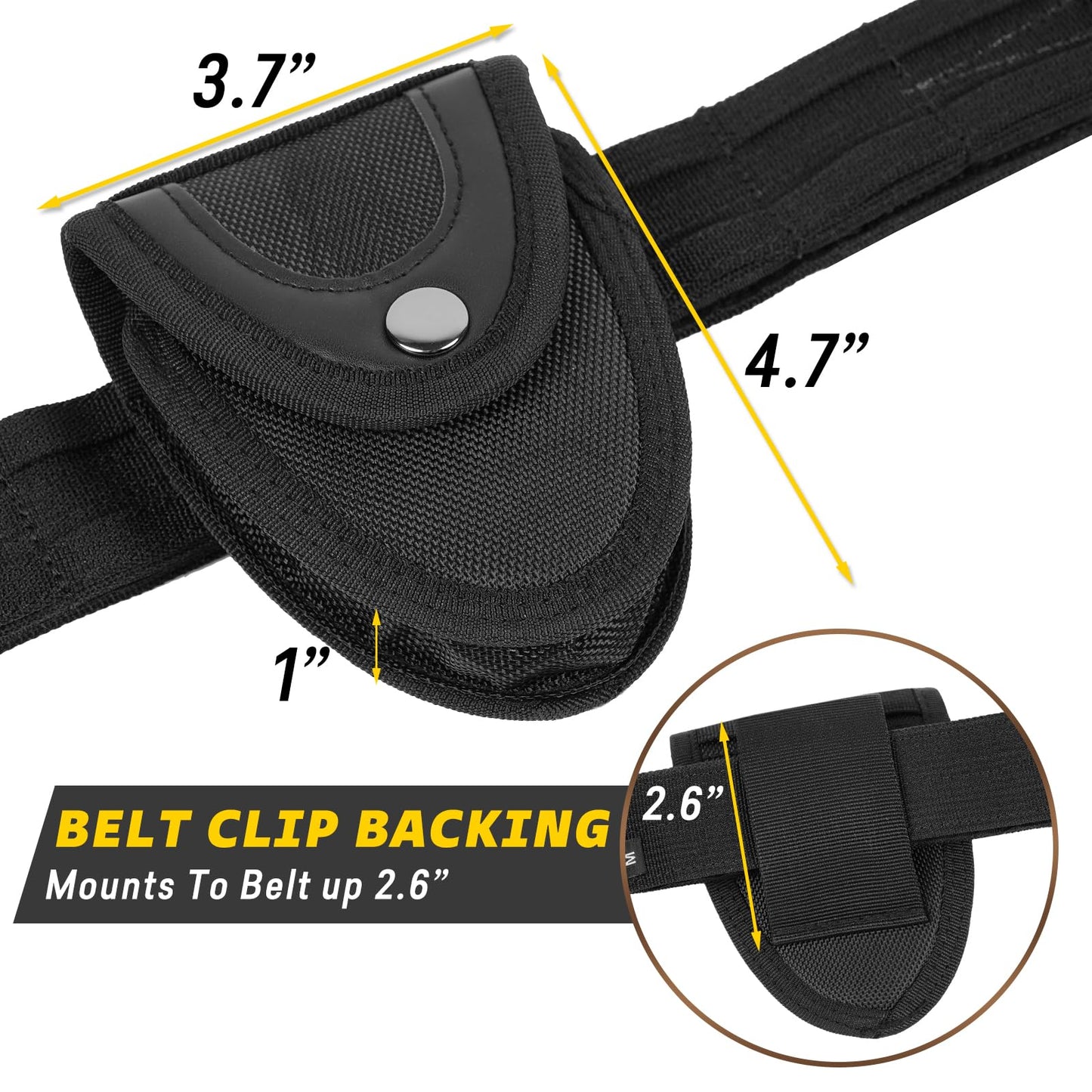 Handcuff Holder，Police Handcuffs Law Enforcement Accessories with Belt Loop， Handcuff Case Hand Cuff Pouch with Copper Snap Flap Top. … (Black, One Pack)