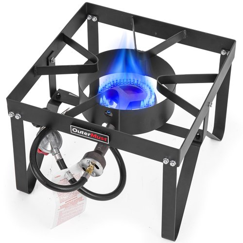 OuterMust Outdoor Propane Burner Heavy Duty Propane Gas Stoves for Cooking with 10 PSI Regulator and Cast Iron Braided Holes Perfect for Home Brewing, Crawfish Boiler, Turkey Fryer and Seafood Boiler