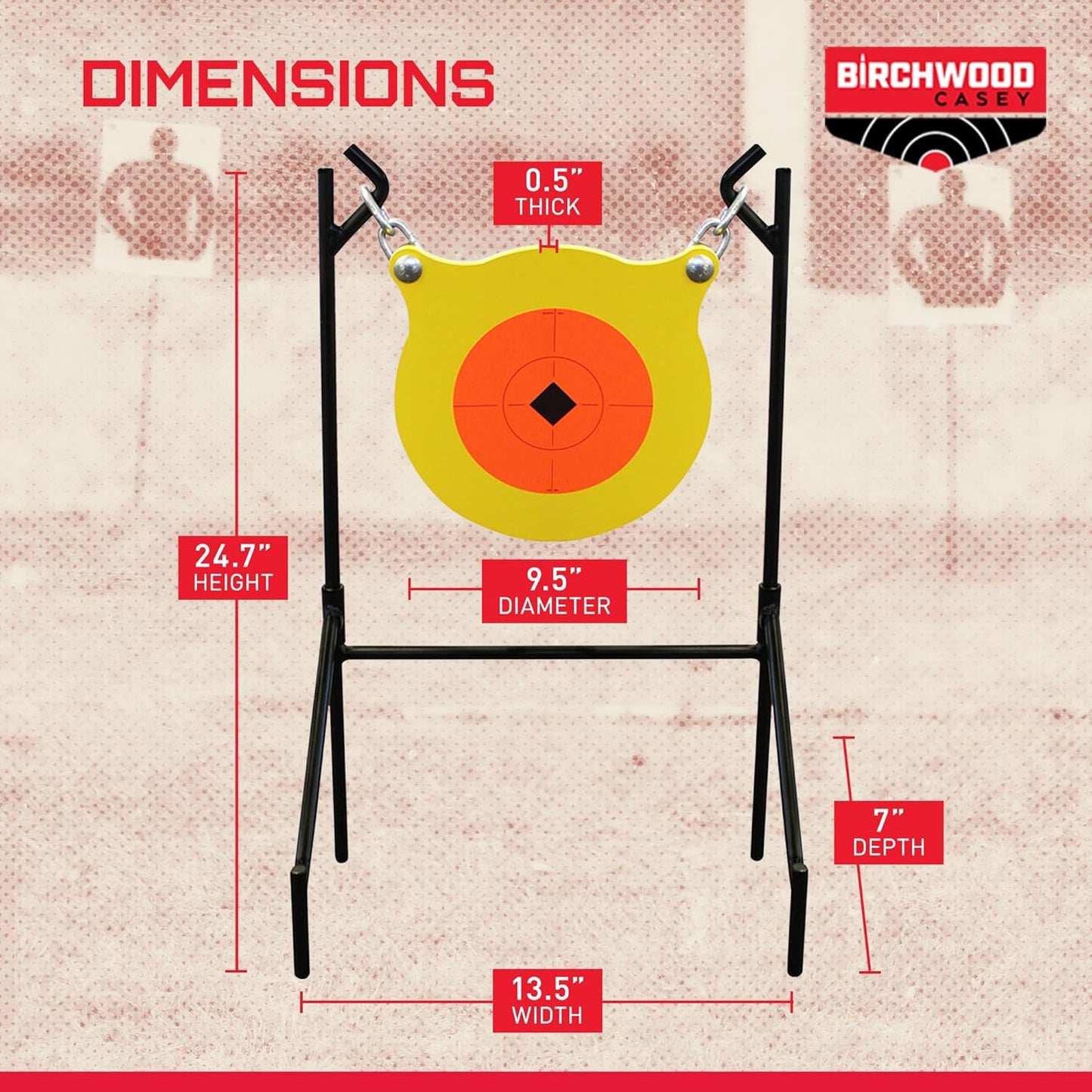 Birchwood Casey World of Targets Boomslang AR500 Steel Durable 0.5" Thick 9.5" Diameter Shooting Gong Target with Stand & Hanging Hardware