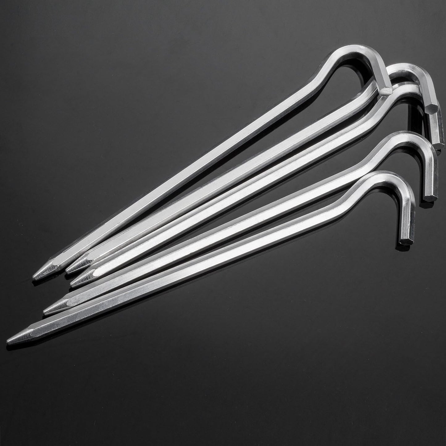 Tent Pegs - Aluminium Tent Stakes Pegs with Hook - 7’’ Hexagon Rod Stakes Nail Spike Garden Stakes Camping Pegs for Pitching Camping Tent, Canopies