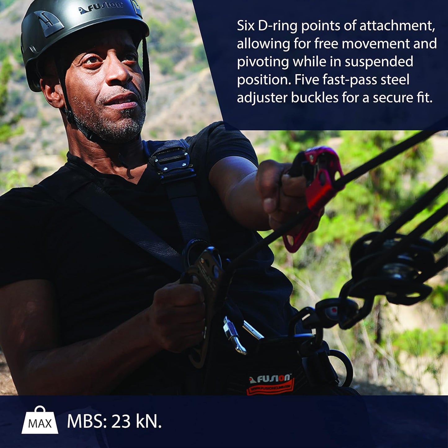 Fusion Climb Tac Rescue Tactical Full Body Eva Padded Heavy Duty Adjustable Zipline Harness 23kn