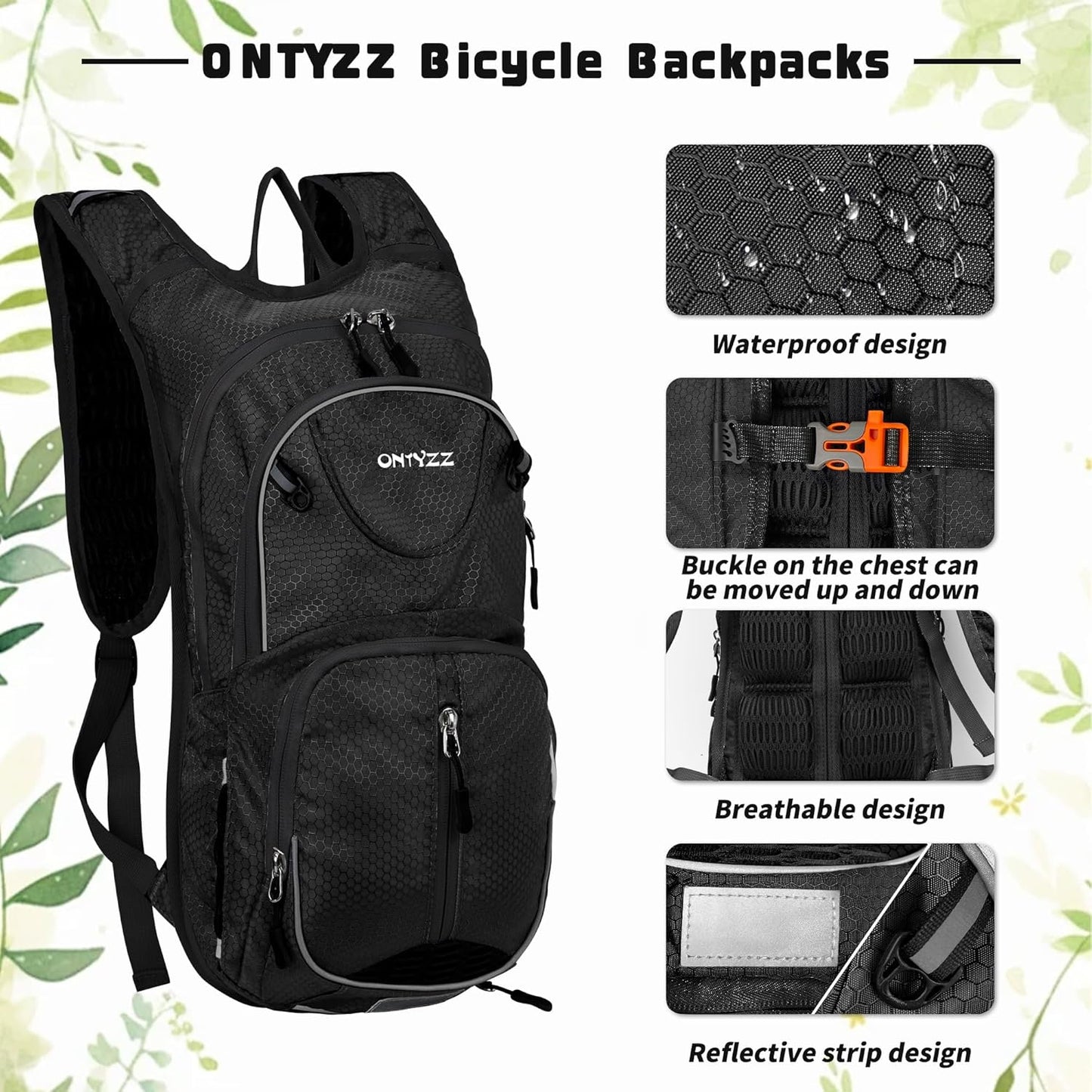 ONTYZZ Bicycle Backpack 12L Unisex Nylon Waterproof Bicycle Shoulder Rucksack Travel Backpack
