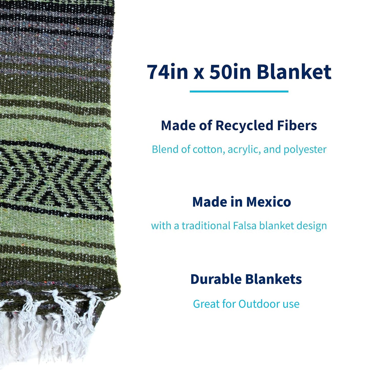 La Montana Mexican Blankets and Throws, 10 Pack, 74"x50" - Made in Mexico, Lightweight Yoga Blanket for Schools, Studios, Outdoors, Camping, Picnic, Decor - Machine Washable, Neutrals