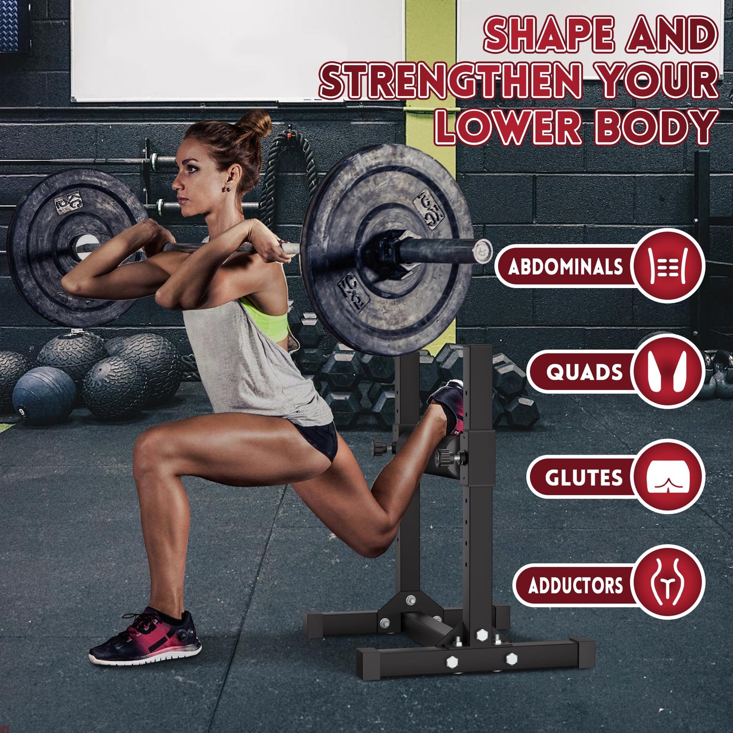 Fitvids Bulgarian Split Squat Roller, One Leg Squat Machine, Lower Body Strength Trainer, Black