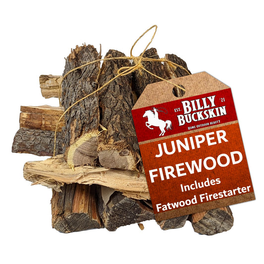 18 LB. Juniper Firewood & Fatwood Firestarter by Billy Buckskin Co., Aromatic & Seasoned Wood Logs, Fire Wood Logs Perfect Firestarter for Fire Pit, Fireplace, Campfires, Bonfire, Outdoor BBQ Grilling