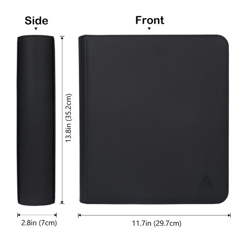 Rayvol Trading Card Binder, 9 Pocket Fit 1404 Cards - Metal D-Ring Card Holder with 78 Double-Sided Clear Pages, Top-Loading Collectors Album -Black