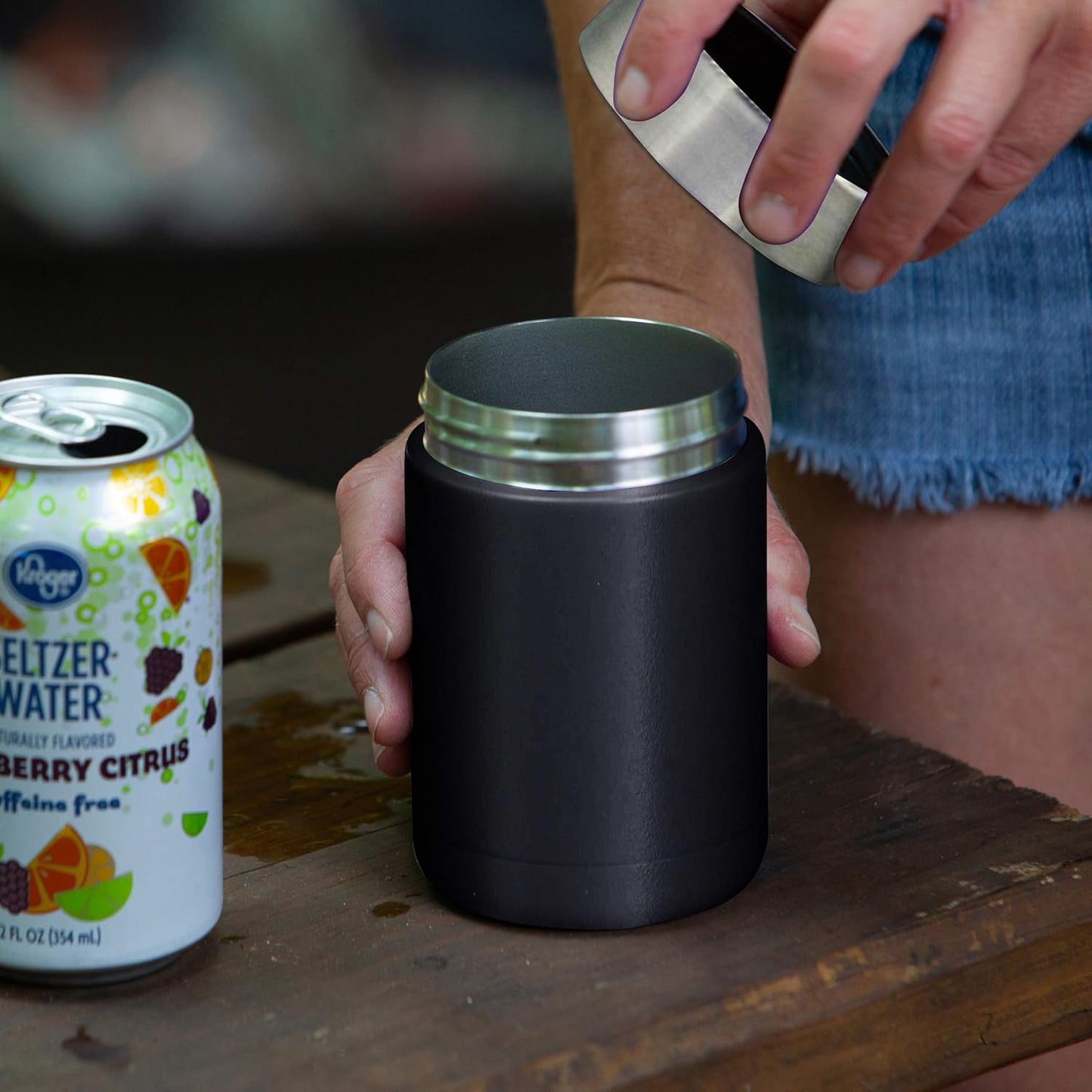 Tahoe Trails 12 oz Stainless Steel Double Wall Vacuum Insulated Can Cooler (Blue)