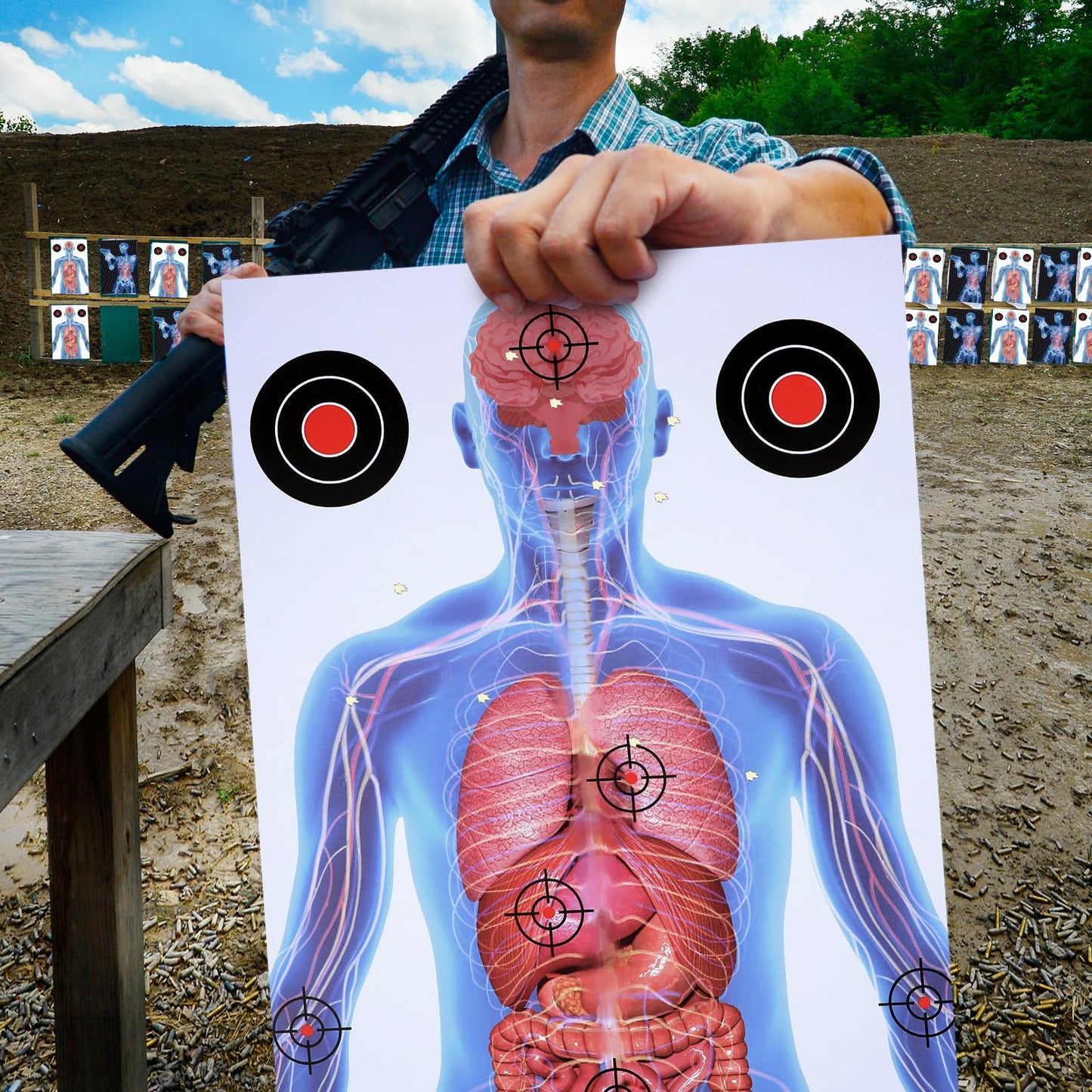Hollowfly 50 Pack 23 x 35 Inch Shooting Range Targets Anatomical Paper Silhouette Paper Shooting Targets Human Silhouette Targeting X-Ray Skeleton Designs Anatomical for Practice