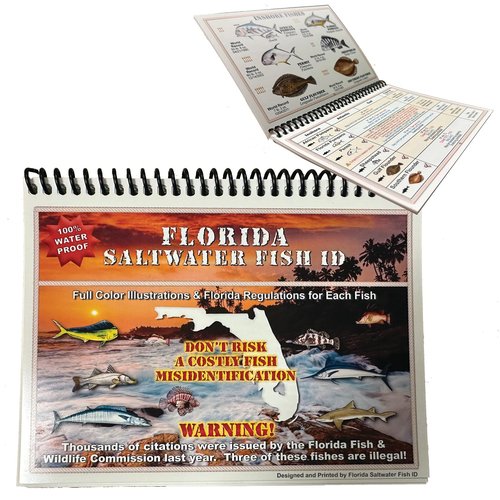 Florida Saltwater Fish Identification Book with FWC Rules, Regulations, Limits, and Sizes with 90+ Marine and Shark Photographs, Waterproof Fishing Guide, Angler and Fishermen Booklet