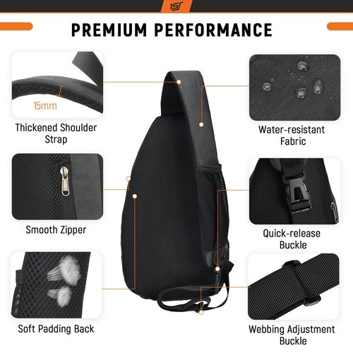 SKYSPER Sling Bag RFID Crossbody Sling Backpack Cross Body Shoulder Travel Bag Hiking Daypack for Women Men(Black)