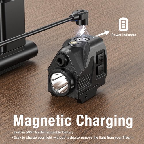 SIXRAY Green Laser Flashlight for Pistol, 420 Lumen Pistol Light Laser Combo Strobe Green Beam Laser Class II Picatinny