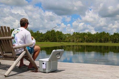 ENGEL 7.5 Quart Live Bait Cooler PRO for Fishing - Portable Minnow and Bait Bucket with Lithium-Ion Rechargeable Aerator - Silver (7.5Qt)