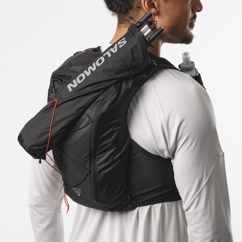 Salomon Unisex Active Skin 8, Hydration & Storage Vest with 500ml Flasks Included - Black / Metal - XS