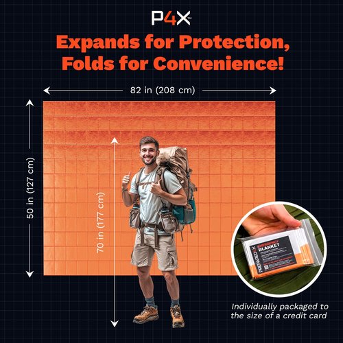 PREPARED4X 8-Pack Mylar Emergency Blanket - Mylar Blankets Survival Thick Reusable - Waterproof, Rip, and Tear Resistant Survivalist Gear - Emergency Thermal Blanket for Outdoors (Orange)