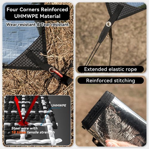 HIKEMAN Tent Footprint Waterproof Camping Tarp Strong and Durable Aluminum Tent Floor Ground Sheet Mat Tent Footprint Mat for Hiking, Camping, Backpacking, Hammock, Picnic (160 * 200cm)