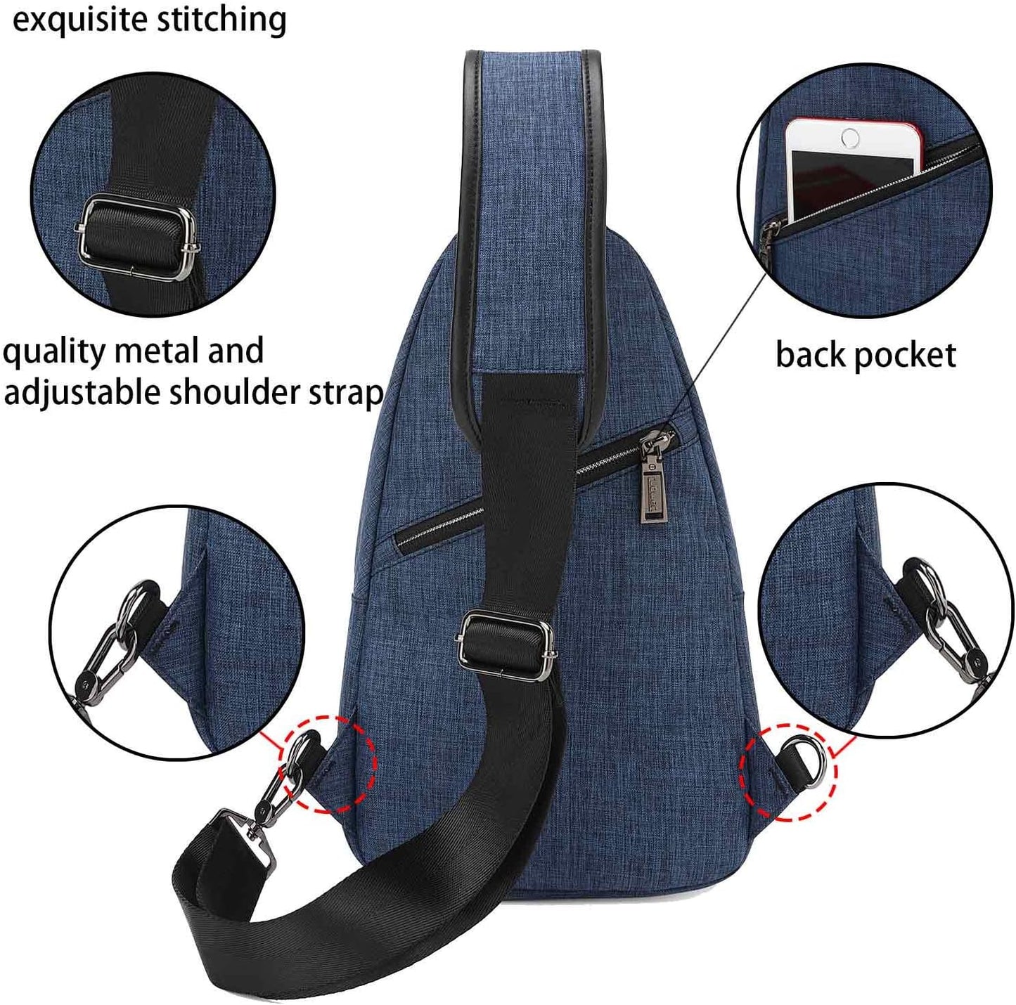 Small Sling Bag Crossbody Backpack Over the Shoulder Bag for Men Women Travel Outdoors, Lightweight Chest Pack (Small, Black)