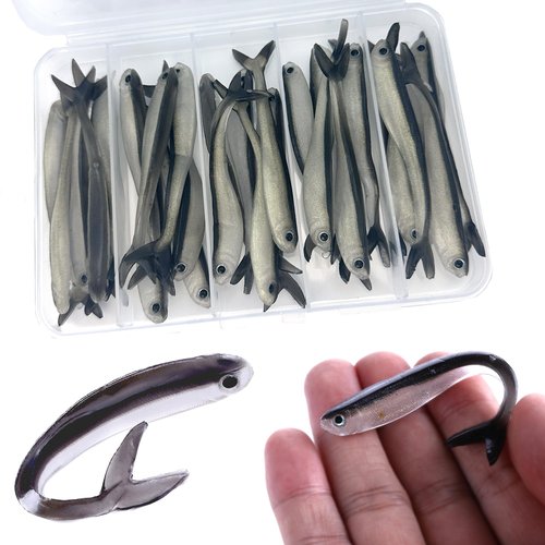 Lumista Paddle Tail Swim Baits,Fishing Soft Plastic Lures,Soft Plastic Fishing Lures for Bass Fishing,30pcs with Box,Soft Plastic Swimbaits for Bass Trout Crappie Lures Kit for Saltwater Freshwater