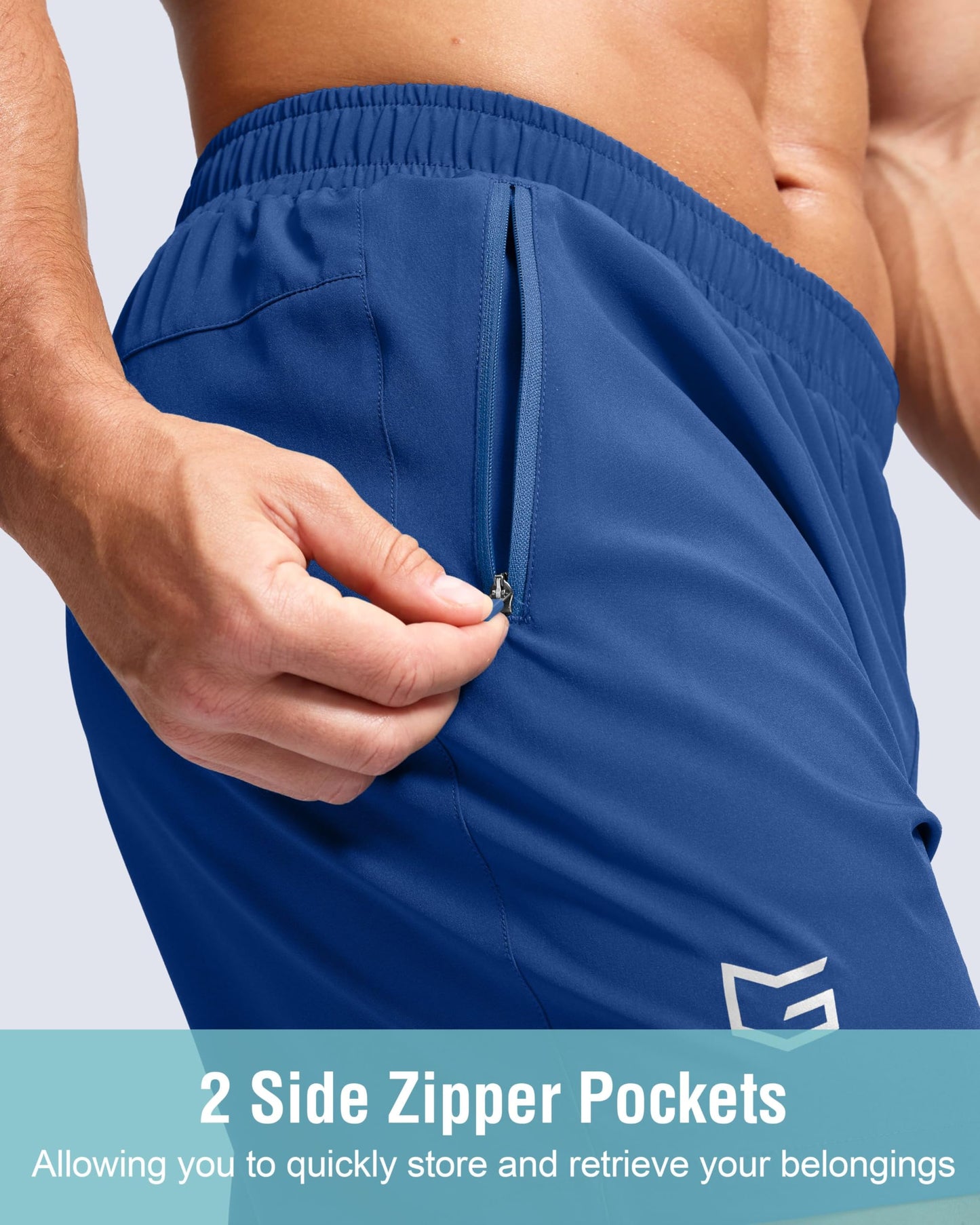 G Gradual Men's Athletic Running Shorts with Zipper Pockets Quick Dry 7"/ 5"/ 9" Workout Gym Shorts for Basketball Hiking(Royal Blue,7XXL)